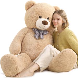 Toys Studio 47 Inch Big Teddy Bear Giant Teddy Bear Stuffed Animal 4ft Light Brown Plush Toy for Baby Shower Party Decorations Kids Christmas Mother's Day Valentines Gifts