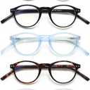 EYEURL 4-Pack Small Round Reading Glasses for Women Men Neck Hanging Blue Light Blocking Eyeglasses TR90 Readers for Women