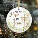 2 x Christian Ornament with Cross & Daisies, Religious Scripture Decor, All My Hope is in Jesus Ornament, Inspirational Faith Gift for Women, Christian Tree Decor, Bible Verse Keepsake