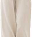 Women's Palazzo Pants Flowy High Waist Flowy Wide Leg Trousers with Pockets Cotton (Beige)
