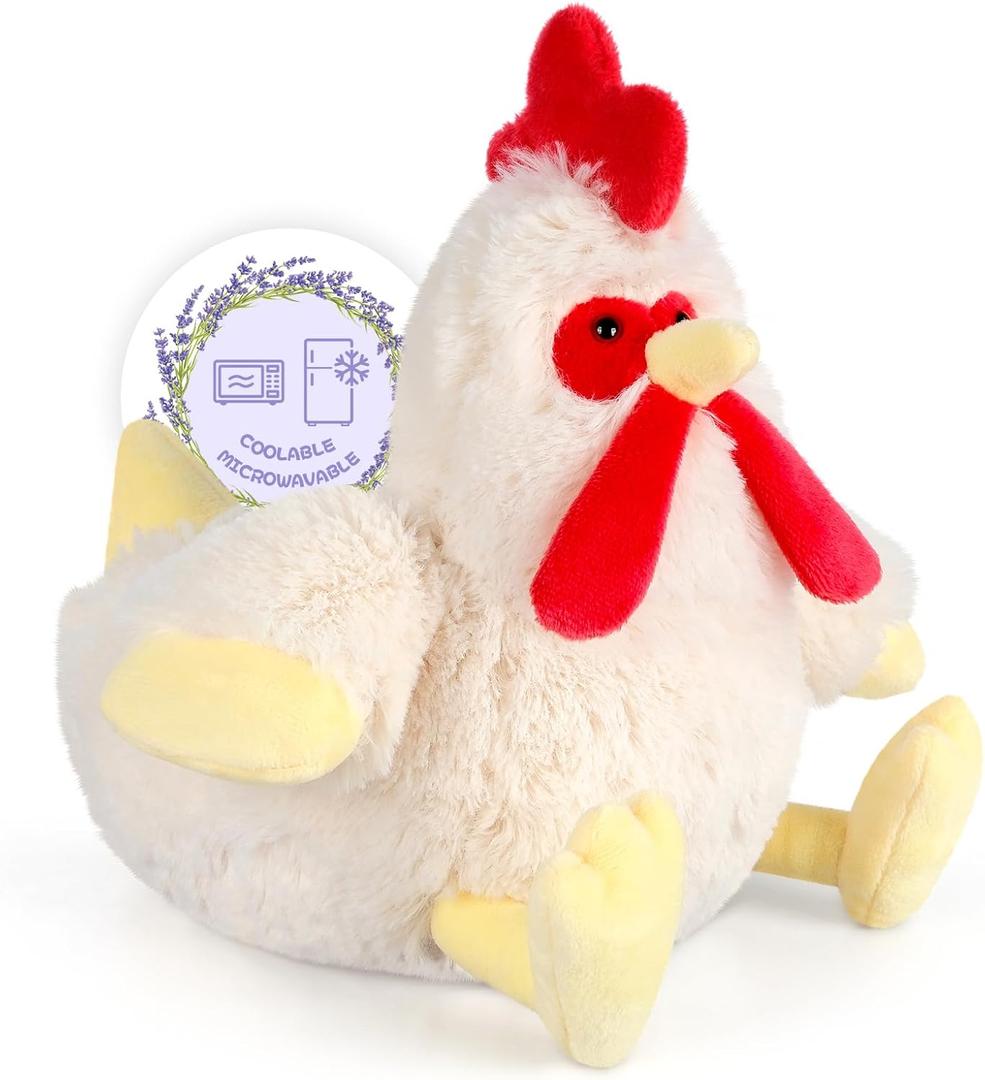 Chicken Stuffed Animal, Microwavable Stuffed Animals Heating Pad for Period Cramps, Cuddly Chicken Plush Toys for Warmth & Comfort, Rooster Plushies Gifts for Adults Kids