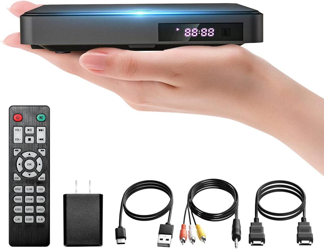 DVD Players for TV HDMI ARAFUNA Small DVD CD Player with All Region Free, 1080P HD Mini DVD Player for Smart TV Support USB/TF Card, Remote Control, PAL/NTSC Plays and Multiple Formats (6 inch)