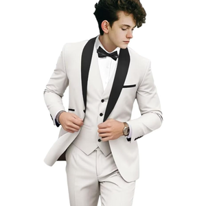 SAROULU Boys Tuxedo Suit 3 Piece Formal Toddler Suit for Boys Slim Fit Suit Set for Wedding Ring Bearer Jacker Vest Pants,18Y, White