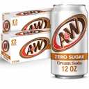 A&W Cream Soda, Zero Sugar | 12 fl. oz. Cans | 12 Pack | Pack of 2