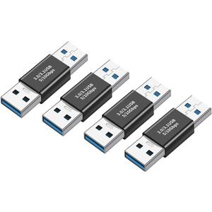 Toptekits 4 Pack USB Coupler Male to Male USB 3.0 Type A Adapter Superspeed 5Gbps USB Port Extension Connector Bridge for Laptop PC Hard Drive Printer Camera (USB3.0 Male to Male)