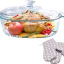 Casserole Dish With Lid - 3qt Glass Baking Dishes For Oven - Clear oval Glass Casserole Dish - Cookware For Cooking, Baking, Serving