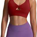 Aoxjox Women's Workout Sports Bras Twist Front Fitness Training Gym Bra Yoga Crop Lola Tank (Medium, Rumba Red)