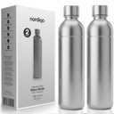 Premium 33 oz Stainless Steel Bottle | Compatible with Aarke Carbonator 3, SodaStream Duo & Plastic Bottle | No Expiry | Plastic-Free | 2x Steel