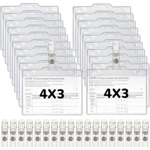 Name Tags with Clips Name Tag Holder for 4 x 3 ID Badge, Clear Waterproof Vinyl Plastic Sleeve Cover Horizontal Card Holder for Travel and Events (20 Pieces) Name Tags with Clips Name Tag Holder for 4 x 3 ID Badge, Clear Waterproof Vinyl Plastic Sleeve Cover Horizontal Card Holder for Travel and Events (20 Pieces)
