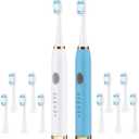 Electric Toothbrush 2 Pack (White & Blue, 2 Pack)