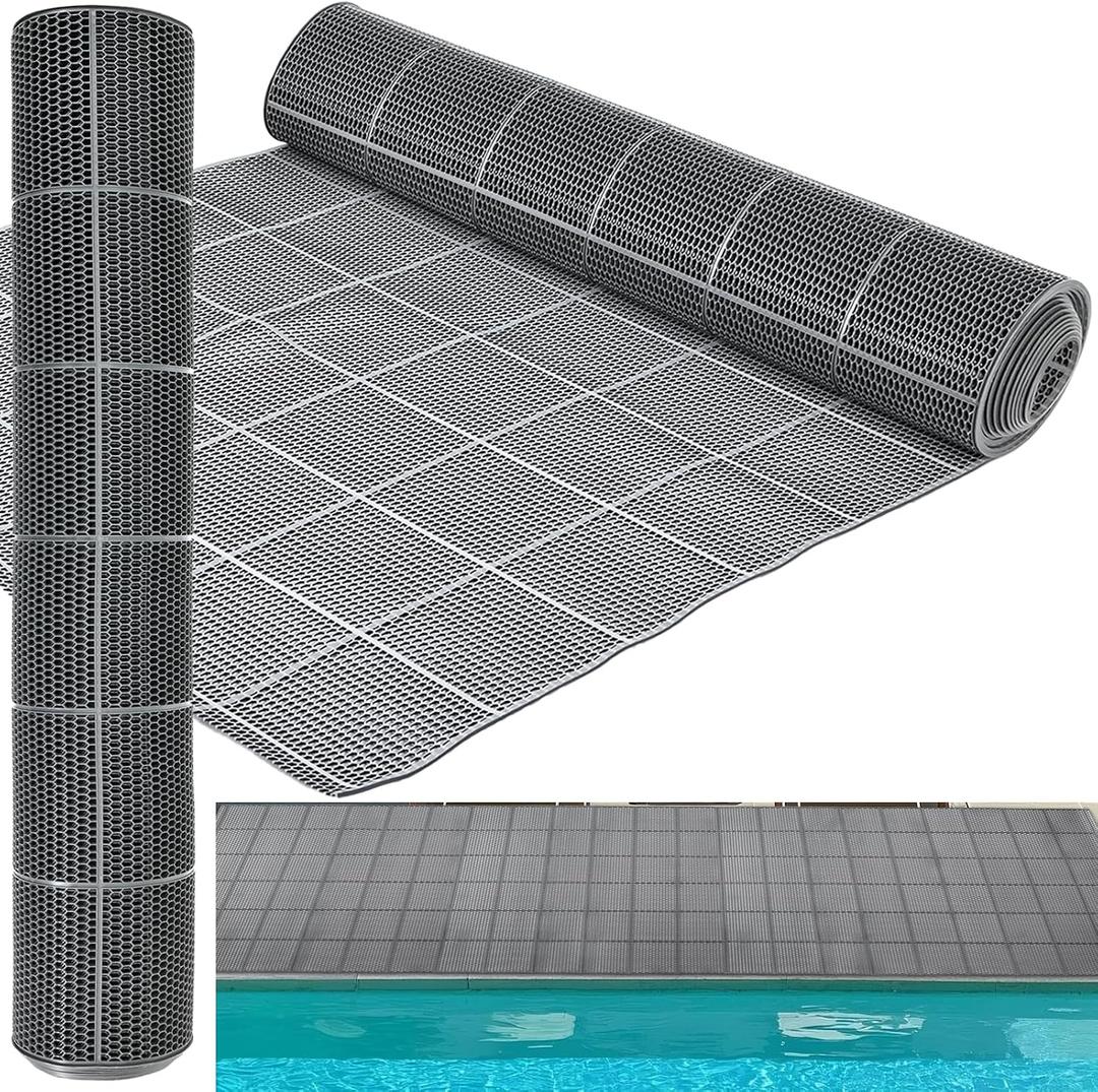 3 x 10FT Drainage Pool Flooring Mats PVC Splash Matting Mesh Hollow Doormat Roll Non Slip Swimming Pool Mat for Outdoor Indoor Heavy Duty Commercial Anti Slip Floor Mats Garage Restaurant Sauna SPA