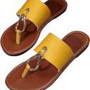 Verdusa Women's Summer Colorblock Thong Sandals Open Toe Slip on Slippers 40