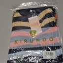 2 x KIRUNDO Women's 2025 Fall Winter Striped Color Block Short Sweater Long Sleeve Crew Neck Casual Loose Knit Pullover Tops (Blue, XL)