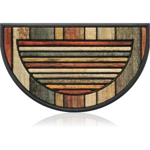Extra Durable, Superior Absorption, Front Door Mat for Outdoor & Indoor - Welcome Mat for Entryway, Entrance, Patio,Porch -Waterproof,Non-Slip Backing,Coarse Fibers(Semicircle Colorful Stripes,18x30)