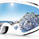 findway Ski Goggles OTG - Over Glasses Snow/Snowboard Goggles for Men, Women & Youth - 100% UV Protection (A1-white Silver Vlt 10%)