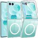 FNTCASE for Samsung-Galaxy Z-Flip-7 Magnetic Case: Clear Military Grade Drop Protection Anti Yellowing Cell Phone Cover - Rugged Shockproof Protective Bumper Transparent Phonecase