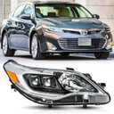 Headlight Assembly Pair for 2013 2014 2015 Toyota Avalon Halogen Projector Head Lamp Replacement for TO2503215 Right Passenger Side,Chrome Housing Amber Reflector