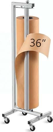 36 Inch Mobile Vertical Paper Roll Dispenser with Wheels