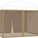 10x10 ft Mosquito Netting for Pop Up Canopy, Universal Bug Screen Tent Enclosure, Outdoor Canopy Mesh Net with Zipper Doors for Camping, Patio, Backyard (Netting Only, Khaki)