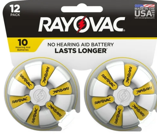 RAYOVAC Size 10 Hearing Aid Batteries (24 Pack), Size 10 Batteries
