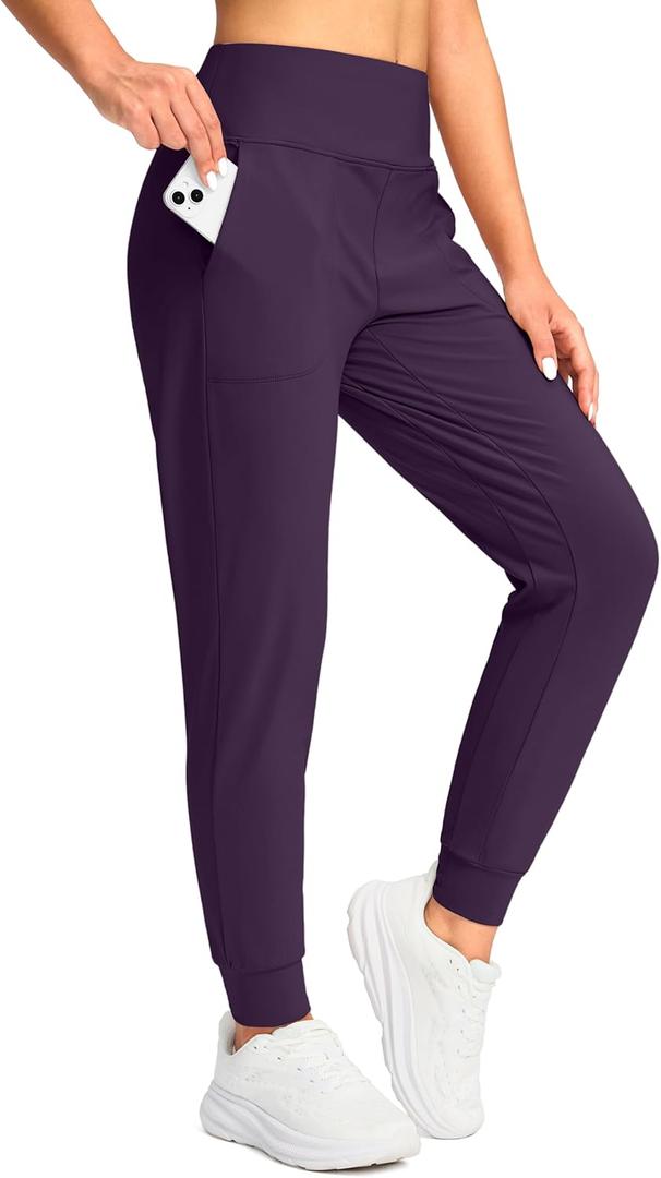 Soothfeel Women's Fleece Lined Joggers Pants High Waisted Water Resistant Thermal Sweatpants Winter Hiking Pants with Pockets (Purple, XS)