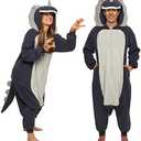 Funziez! Adult Onesie Halloween Costume Animal Dinosaur Shark Unisex Plush One Piece Cosplay Suit for Adults, Men and Women Large