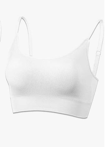 AMRIY Womens Sports Bra for Women Light Support Padded Workout Bra for Women Supportive Seamless Women's Wireless Yoga Bra, L