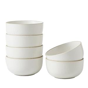 S&Q'S CERAMICS Ceramic Small Bowls for Kitchen, Set of 6, 9 ounces Small Ceramic Bowls for Condiments, Dipping, Side Dishes (Glazed Matte Off-White)