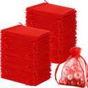Silkfly 300 Pcs Organza Bags 4x6 Inches Drawstring Gift Bags Bulk Mini Mesh Pouches Small Organza Gift Bag for Candy Jewelry for Wedding Party Favors (Solid Style,Red) (1 count (Pack of 300))