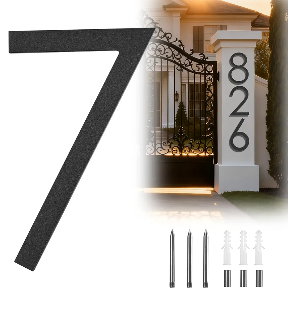 12 Inch Modern House Numbers For Outside Metal Large Address Numbers For House Number Matte Black Floating Outdoor Flush Mount Vertical Aluminum Home Address Numbers 7