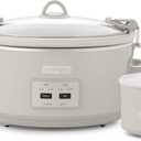 Crock-Pot 7 Quart Cook and Carry Slow Cooker with Touch Control, 4 Pre Programmed Settings, Removable Stoneware, and Locking Lid, Mushroom