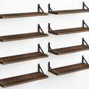 Fixwal Floating Shelves, Width 4.7in Rustic Wood Wall Shelves Set of 8, Wall Storage Shelves for Bedroom, Living Room, Kitchen, Bathroom, Office and Plants (Dark Carbonized Black)