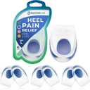 Gel Heel Pads, 6 Pack, for Achilles Tendonitis, Shoe Wedge Inserts for Plantar Fasciitis, Bone Spur, Foot Pain Relief Support, Comfort Cushion Insoles for Women/Men (Size L (Men 1114, Women 1214.5), 1 - 3 Pairs - Blue)