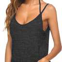 Tobrief Women's Sexy V Neck Halter Spaghetti Strap Backless Cami Tank Top (Gray, S)