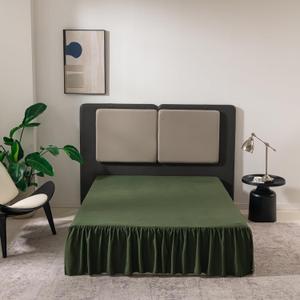 Green Bed Skirt Queen Size Ruffled Bed Skirt with Split Corners, Queen Bed Skirt 12 Inch Drop, TSUTOMI Queen Size Bed Skirt Green for Ruffled Bed Skirt with Split Corners, Bed Skirt Queen Size