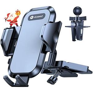 VICSEED Military-Grade Sturdy Car Phone Holder Mount, Upgraded Anti Shake Metal CD Slot & Air Vent Thick Case Friendly Phone Mount for Car Fit for iPhone 16 15 14 Samsung All Phones