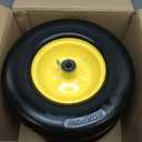 RONPOW 13x5.00-6 Flat Free Lawn Mower Tire and Wheel, 13x5x6 Solid Front Tires for Zero Turn Mower, 500Lbs Load, 3/4", 5/8", 1/2" Bearings, 4.33"-6.73" Hub Compatible with john deere, 2Pack Yellow
