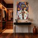 YETHEN WAL Afrocentric Canvas Wall Art – Black Woman Portrait Floral Wall Decor, Chic Modern Art Prints for Living Room, Bedroom, Office Decor, 32×48 Inch