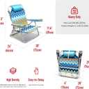 SUNNYFEEL Extra Wide 28" Low Beach Chair 5 Position Lay Flat, XL Oversized Portable Folding Camping Chairs with Cup Holder for Outdoor/Trip, Lightweight Foldable Backpack Beach Chair for Adults