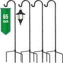 GOFORWILD Shepherds Hooks 4 Pack Black, 65 inches Tall, Made of Premium Metal for Garden Decor, Plant Hanger, Lantern Hook, Garden Stake and Wedding Decor, 7016