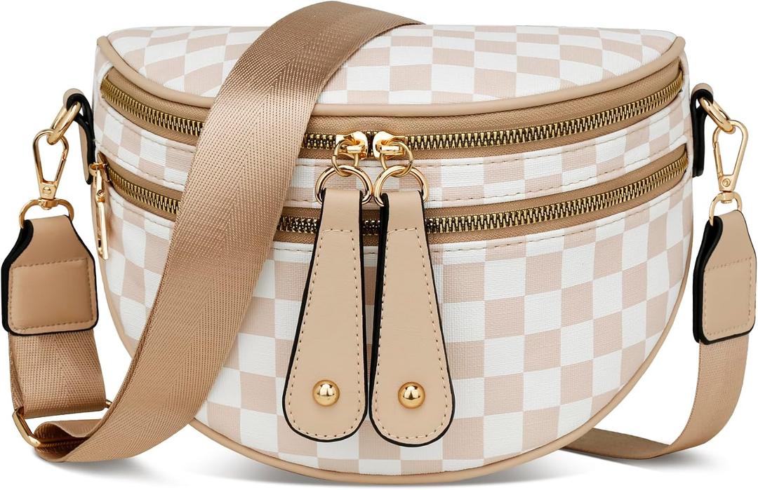 KKXIU Crossbody Sling Bag for Women Trendy Fanny Pack Vegan Leather Chest Bag | Trendy