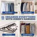 Zober Pants Hangers Non Slip - Open Ended Pants and Jean Hangers for Closet - Space Saving Clothes Hanger - Strong, Durable, Metal Pant Hangers (Black)