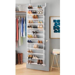 Whitmor 36 Pair Over The Door Shoe Organizer, 12 Tier Hanging Shoe Organizer, Heavy Duty Metal & Mesh Shoe Holder, Hanging Shoe Rack for Closet Organizer & Storage, 69"L x 21.7"W x 7.5"H, White