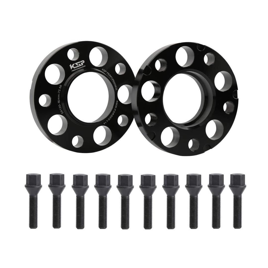 KSP 5X120mm Wheel Spacers, 2PCS 15mm Hubcentric Forged Spacer for E36 E46 E90 E92 E60 318i 323i 325i 328i 330i 335i 525i 545i Thread Pitch M12x1.5 Hub Bore 72.56mm