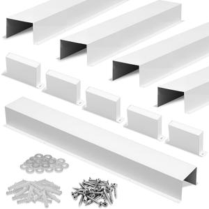 Moxweyeni 5 Pack 64 Inch x 3.3 Ft (16.5 Ft Total) Metal Line Set Cover Kit, White Metal Decorative Ac Pipe Line Set Cover Kit for Ductless Mini Split Accessories, Central Air Conditioner, Heat Pump
