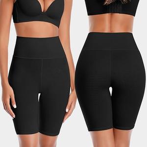 K-CHEONY Women's High Waisted Biker Anti Chafing Cotton Slip Boy Underwear Yoga Workout Shorts, Black, 2 PCS, Medium