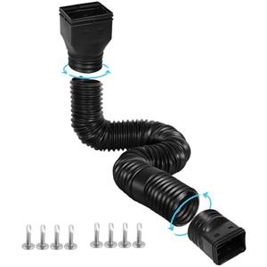Gutterlix 1 Pack Flexible Gutter Downspout Extensions Extendable from 21" to 67", Downspout Extender Comes with Adapters, Thickened Down spout Drain Extension for Rainwater Drainage(Black)
