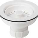 Kraus Kitchen Sink Strainer for 3.5-Inch Drain Openings in White, PST1-WH