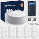 tolviviov WiFi Smart Door/Window Alarm System 8-Piece Kit  App Alerts, Compatible with Alexa, No Monthly Fee, Expandable DIY Wireless Home Security, 1 Siren, 5 Sensors & 2 Remotes (8 Pack)