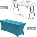 CWK 6FT Waterproof Stretch Spandex Table Cover for Rectangular Tables - Elastic Fitted Tablecloth for Folding Tables,Wrinkle Resistant Table Cloth for Parties, Weddings, Banquets & Events (Teal)